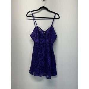 Fredrick's Of Hollywood Slip Women's Sz: 1X Purple Lace Nightgown Y2K‎